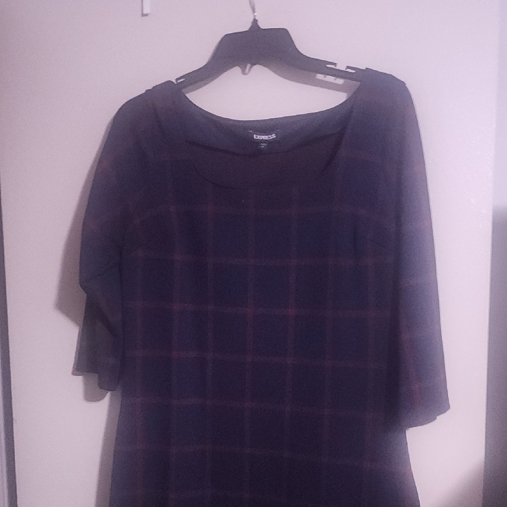 Express Navy Plaid Dress